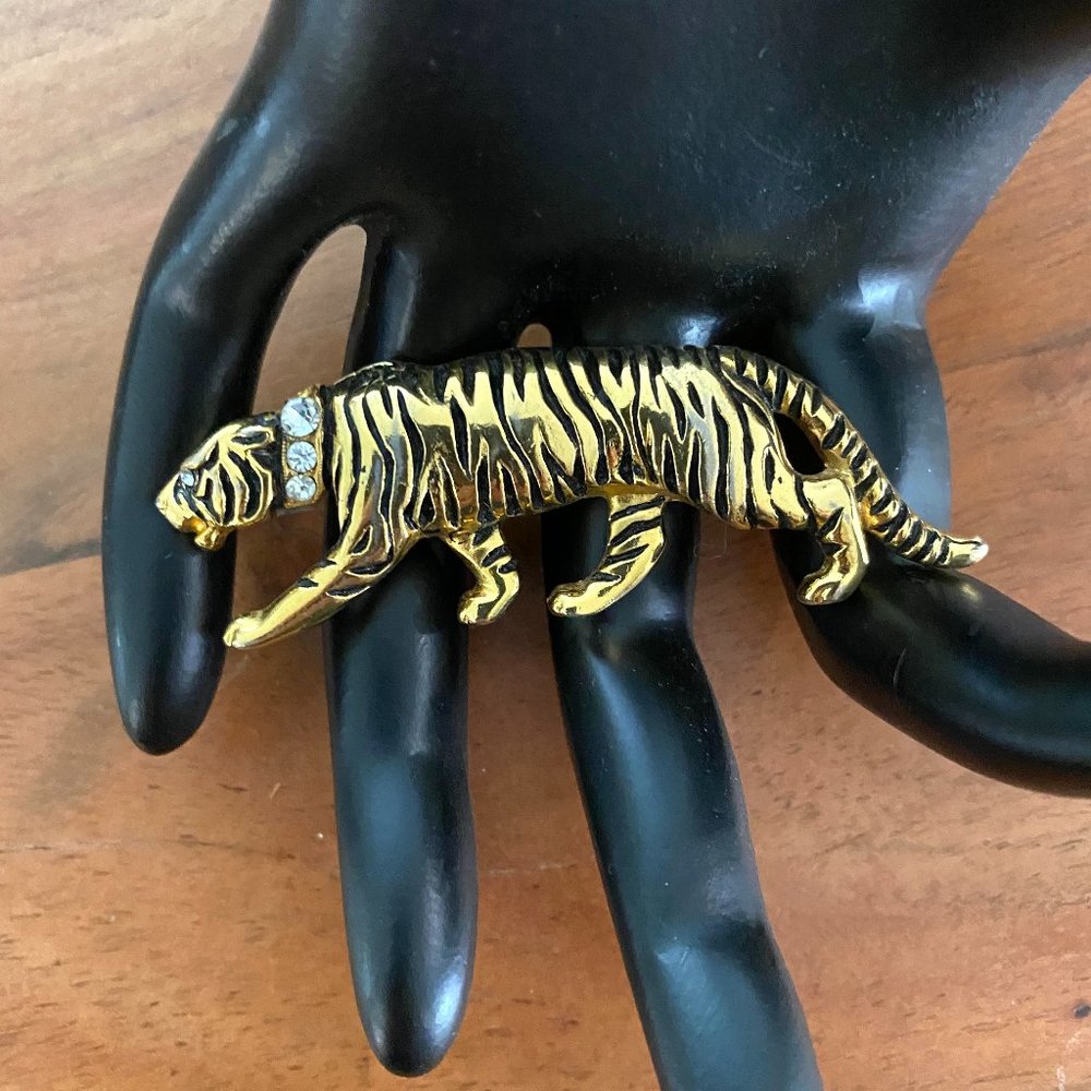 Vintage Kenneth Jay Lane Tiger Brooch - image 1